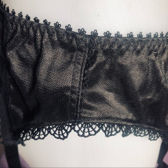 Fauve Chocolate Brown & Black Lacey Garter Belt w/ Bows Size Medium - NWT ! - Picture 9 of 13